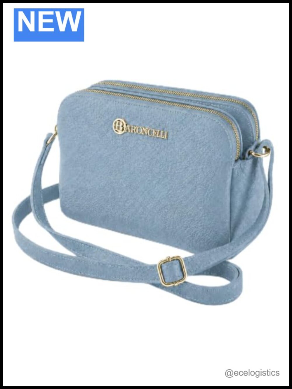 Genuine Italian Soft Leather Crossbody Bag with 3 Compartments & Adjustable